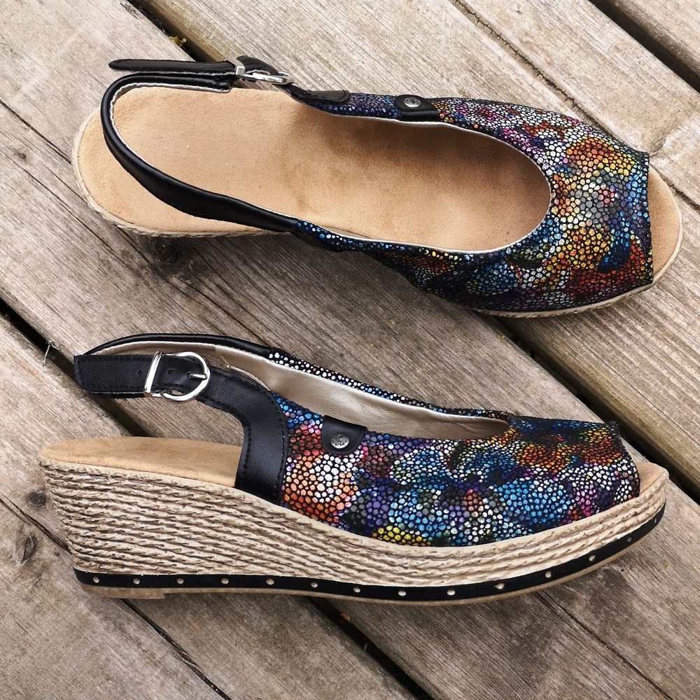 Rieker Multicolor Espadrille Sandals with Slingback